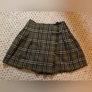 Burberry Green and Black Plaid Mini Skirt